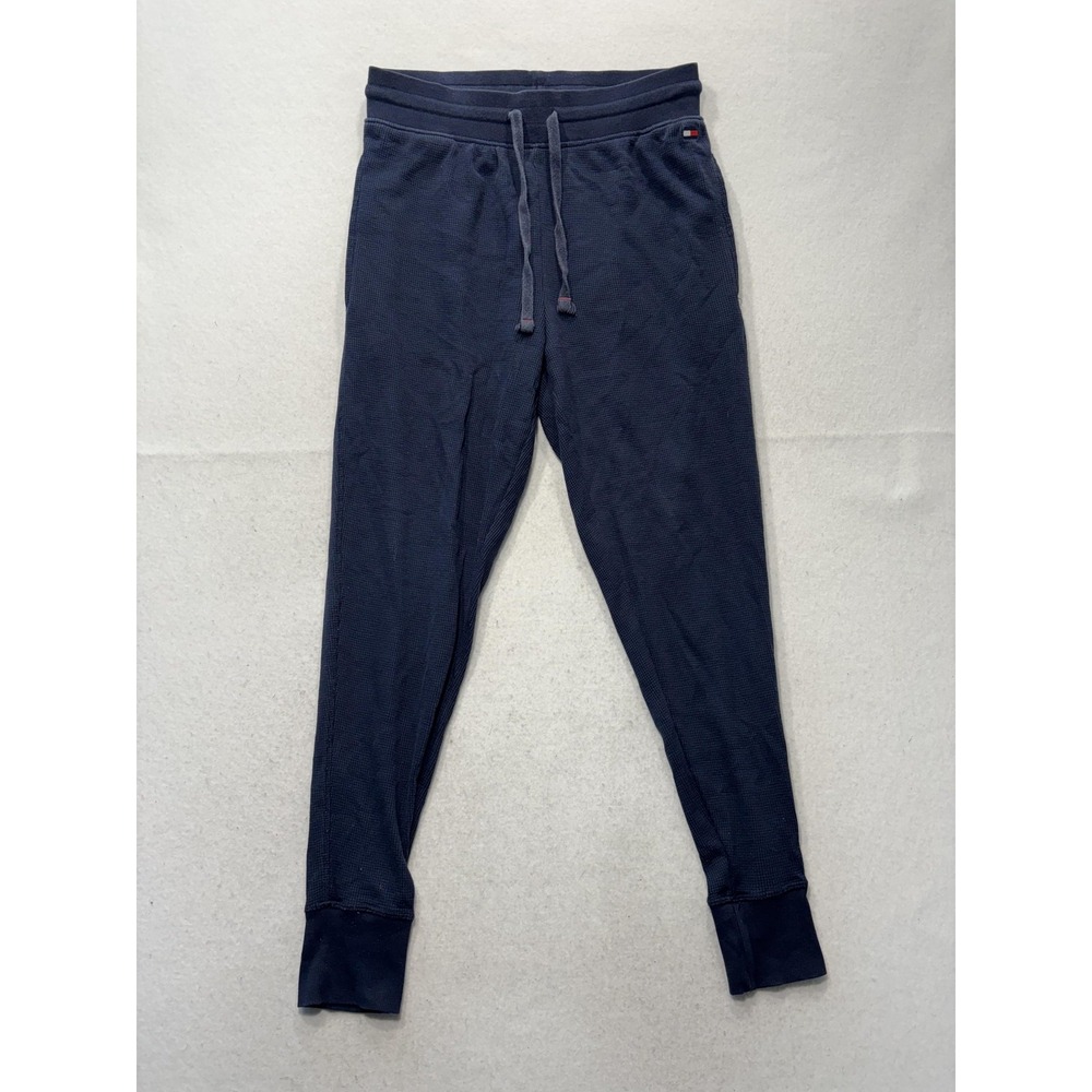 Tommy Hilfiger Lounge Pants Mens Small Blue Thermal Waffle Jogger Cuffed Logo